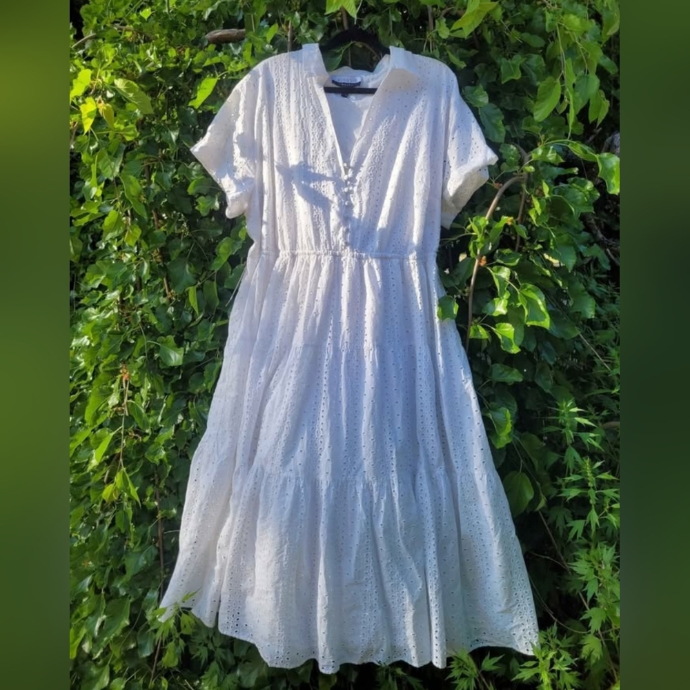 Eloquii White Eyelet Dress 100% Cotton BNWOT